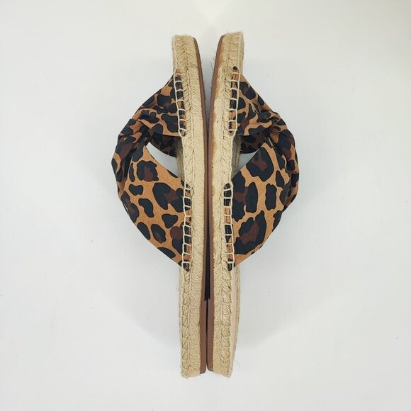 J. Crew Women's Leopard Print Brown Fabric Sandals Size 9.5 - Picture 6 of 9